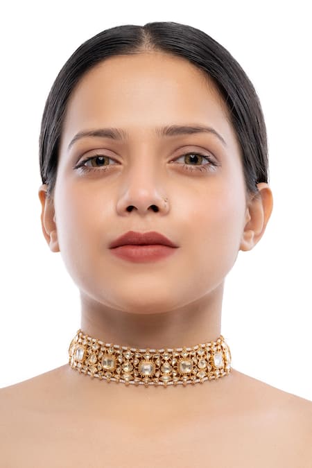 Ajooni Jewels Kundan Pearl Embellished Choker 