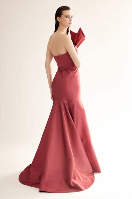 Tisharth By Shivani One-Shoulder Structured Drape Maxi Dress 