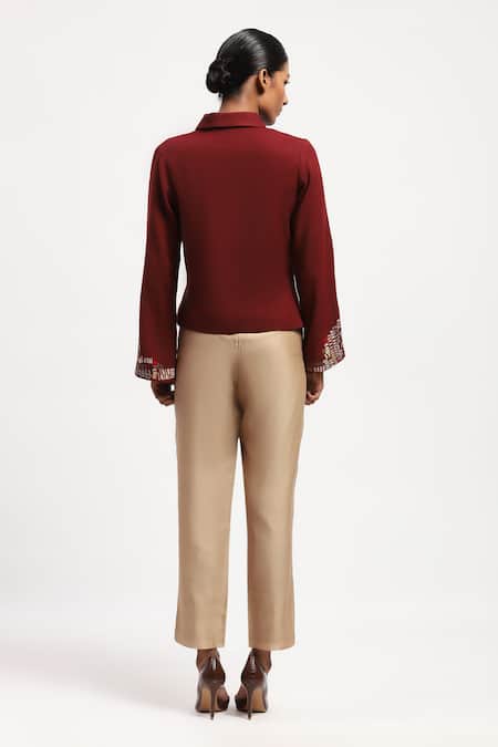 Abraham And Thakore Mosaic Embellished Silk Shirt 