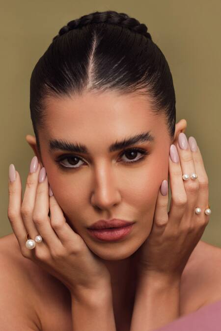 Buy Anaash White Pearls Gold Plated Embellished Ring Set Buy_Anaash_White Pearls Gold Plated Embellished Ring Set