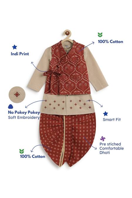 Buy Tiber Taber Maroon Cotton Embroidery Mughal Print Bundi And Kurta Set Online at Aza Fashions Buy_Tiber Taber_Maroon Cotton Embroidery Mughal Print Bundi And Kurta Set_Online_at_Aza_Fashions