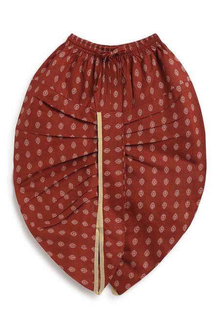 Shop Tiber Taber Maroon Cotton Embroidery Mughal Print Bundi And Kurta Set Shop_Tiber Taber_Maroon Cotton Embroidery Mughal Print Bundi And Kurta Set