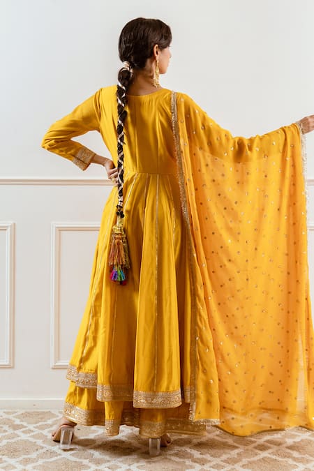 Rivaaj Clothing Zari Embroidered Angarkha Set 