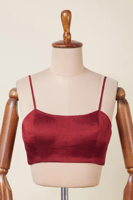 Dressfolk_Red Handloom Cotton Beads Edge Pre-draped Saree With Running Blouse _Online_at_Aza_Fashions