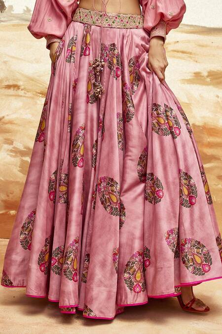 Shop Punit Balana Pink Chanderi , Gota Patti, Embroidery, Diamonds Round Neck Lehenga Set Online at Aza Fashions Shop_Punit Balana_Pink Chanderi , Gota Patti, Embroidery, Diamonds Round Neck Lehenga Set _Online_at_Aza_Fashions