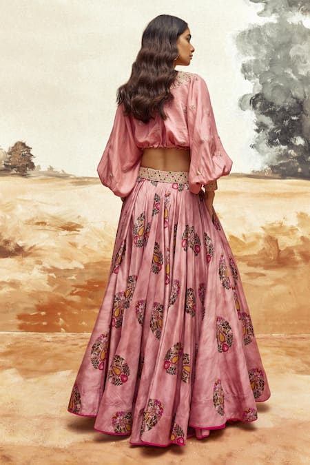 Punit Balana Embroidered Pink Lehenga Set 