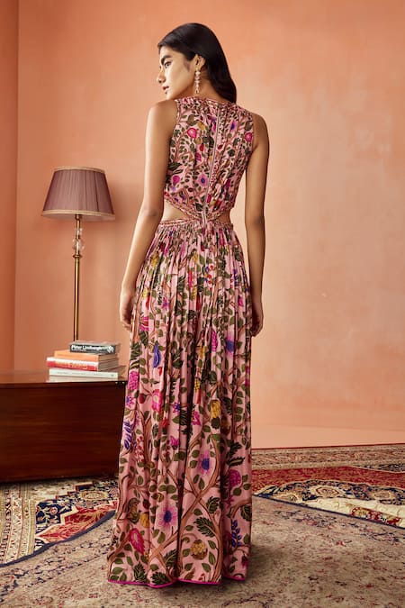 Punit Balana Floral Vine Cutout Maxi Dress 