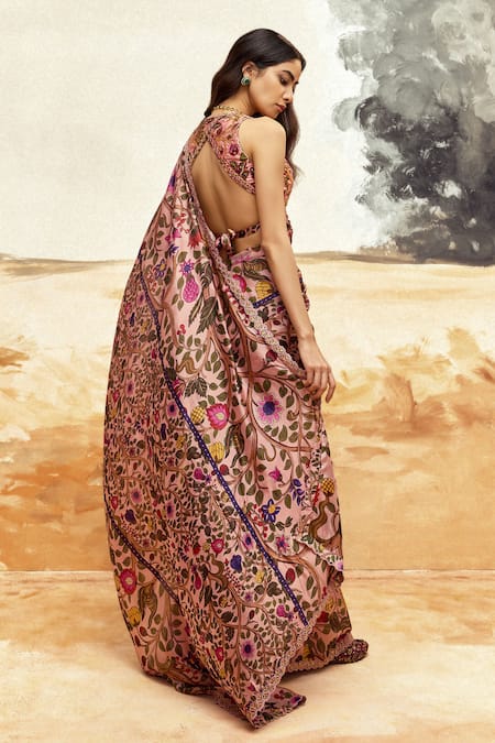 Punit Balana Floral Vine Printed Saree Set 