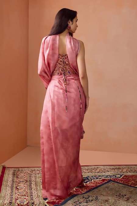 Punit Balana Floral Coin Embroidered Draped Skirt Set 