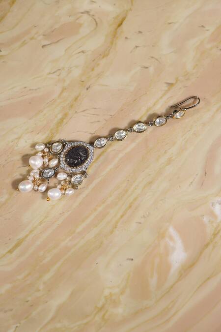 Buy_Amaara Jewels_Gold Plated Pearls, Stones, Zari Bloom Choker Necklace Set _Online_at_Aza_Fashions