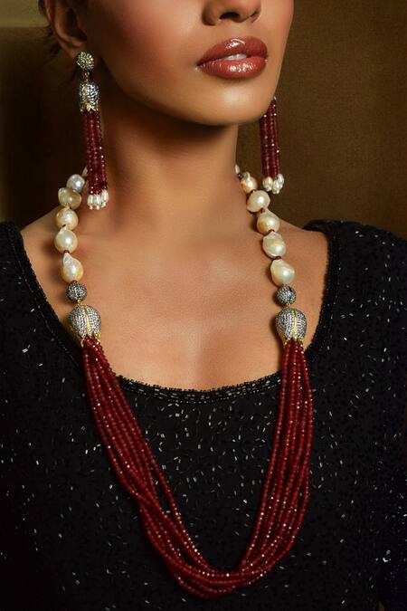 Amaara Jewels Gold Plated Stones Designer Long Necklace Set Online at Aza Fashions Amaara Jewels_Gold Plated Stones Designer Long Necklace Set _Online_at_Aza_Fashions