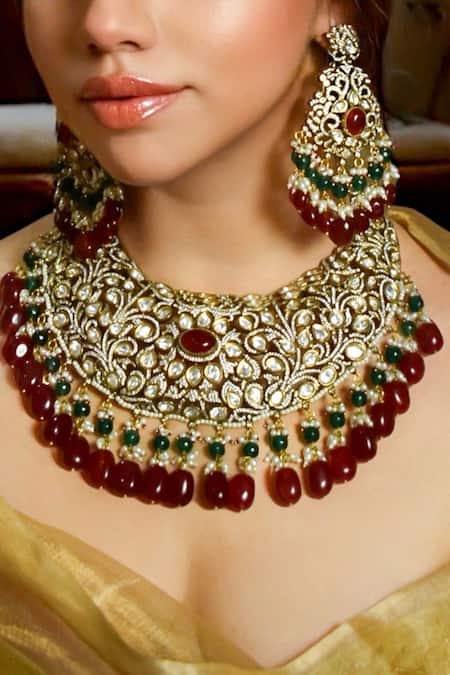 Amaara Jewels Antique Gold Blossom Vine Necklace Set 