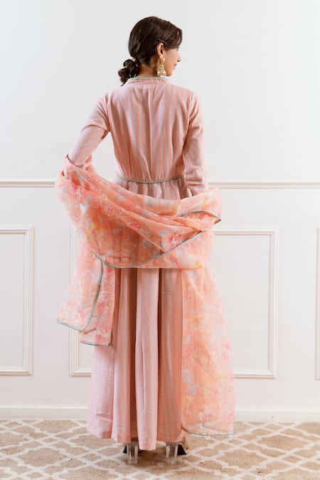 Rivaaj Clothing Floral Stripe Embellished Anarkali Set 