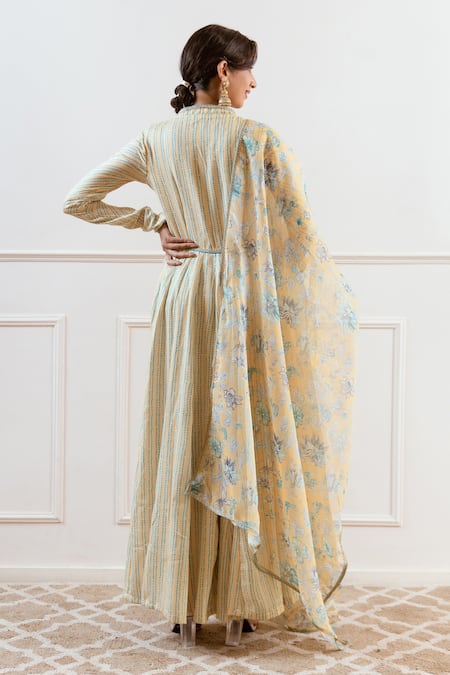 Rivaaj Clothing Geometric Stripe Anarkali Set 