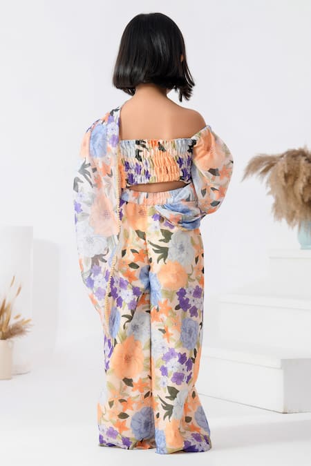 Bannhi By Priyanka Rathore Floral Print Pre-Draped Saree Set 