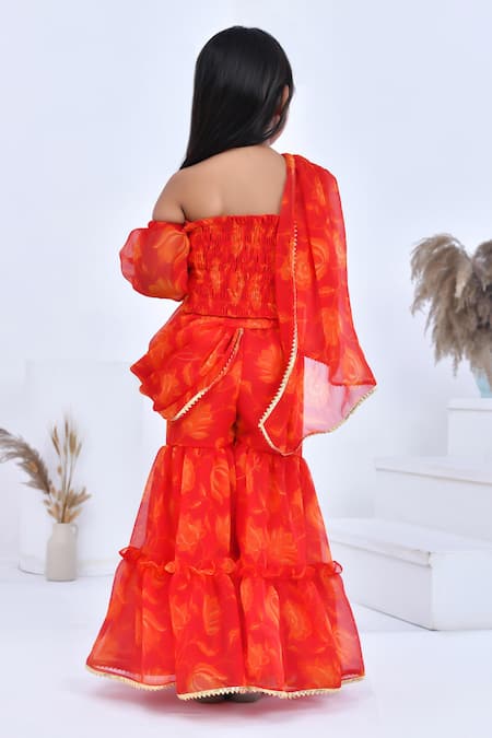 Bannhi By Priyanka Rathore Embellished Blossom Print Pre-Draped Saree 