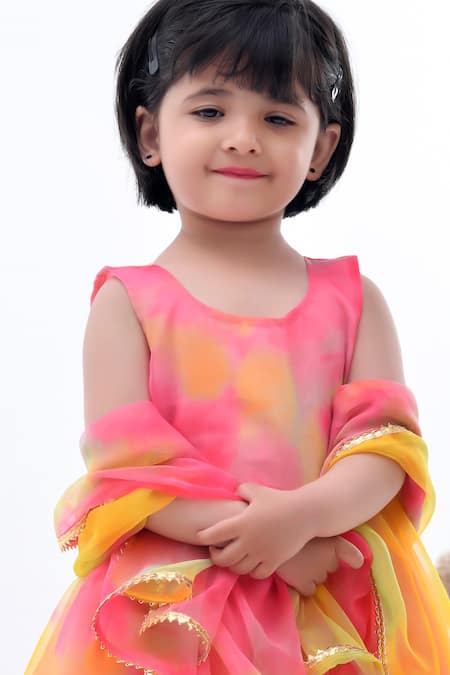 Buy_Bannhi By Priyanka Rathore_Multi Color Georgette Gota Patti Embellished Kurta Sharara Set _Online_at_Aza_Fashions