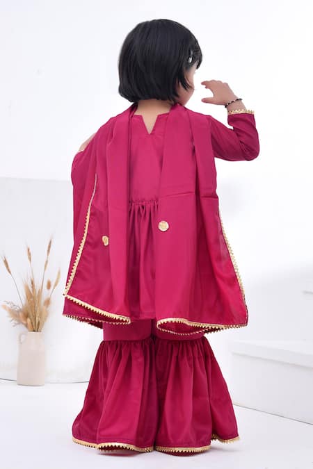 Bannhi By Priyanka Rathore Gota Embellished Magenta Kurta Sharara Set 