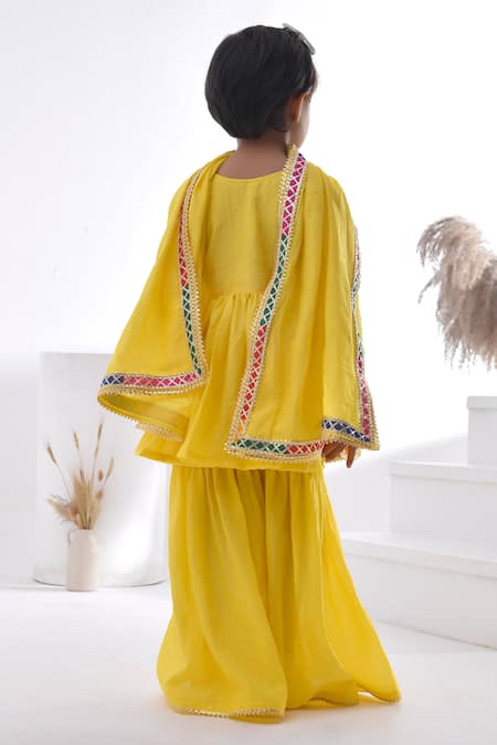 Bannhi By Priyanka Rathore Gota Lace Embellished Yellow Kurta Set 