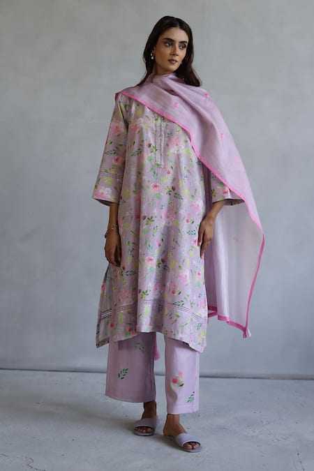 ROZA Floral Print Chanderi Stole 