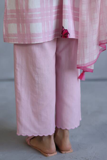 Shop_Roza_Pink Floral Print Chanderi Stole _Online_at_Aza_Fashions