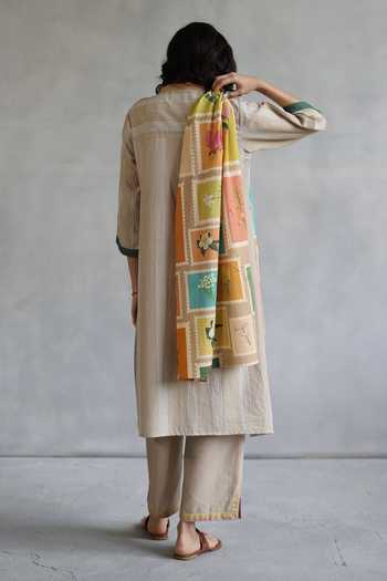Roza Multi Color Floral Stamp Print Multicolor Stole  2