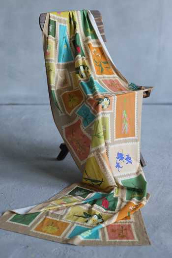 Roza Multi Color Floral Stamp Print Multicolor Stole  5