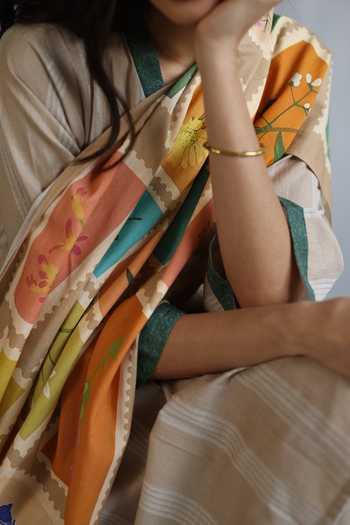 Roza Multi Color Floral Stamp Print Multicolor Stole  6