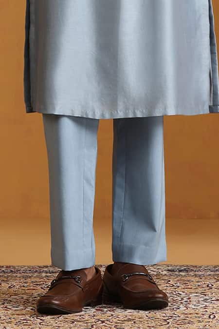 Shop Weaver Story Blue Chanderi Geometric Woven Bundi Kurta Set Online at Aza Fashions Shop_Weaver Story_Blue Chanderi Geometric Woven Bundi Kurta Set _Online_at_Aza_Fashions