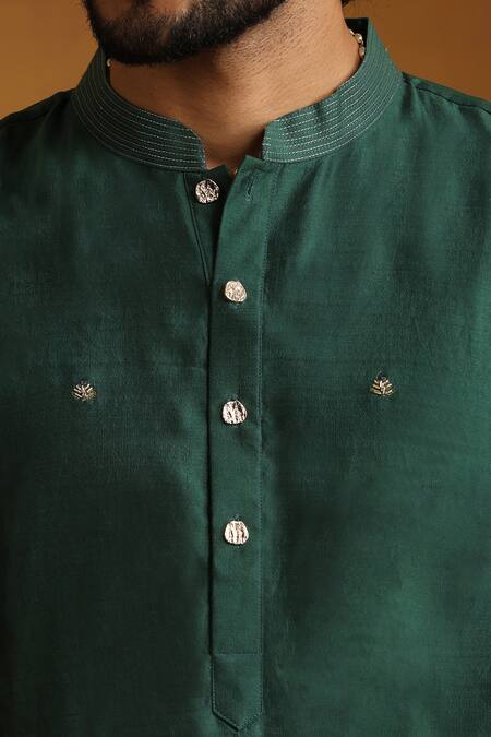 Buy_Weaver Story_Cream Cotton, Chiffon Embroidery Floral Butti Short Kurta Set _Online_at_Aza_Fashions