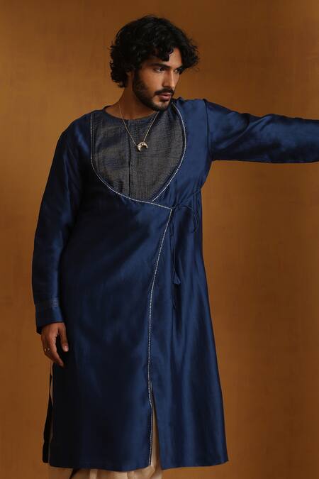 Buy Weaver Story Beige Chanderi Embroidery Striped Panel Angarkha And Dhoti Pant Online at Aza Fashions Buy_Weaver Story_Beige Chanderi Embroidery Striped Panel Angarkha And Dhoti Pant _Online_at_Aza_Fashions