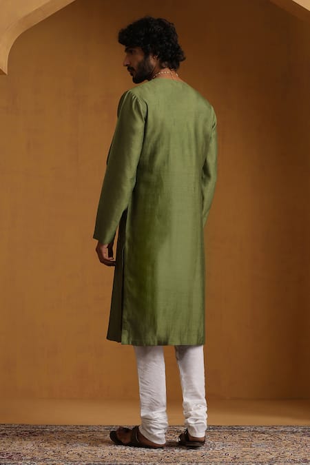 Weaver Story Embroidered Green Angarkha Set