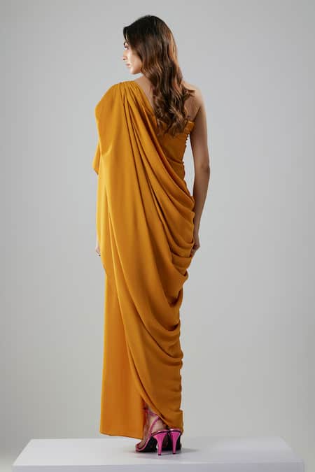NA-KA Draped Fit One Shoulder Gown 