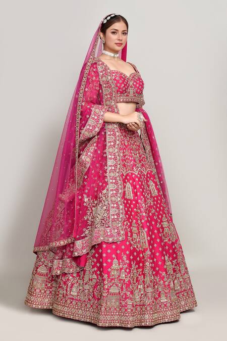 Buy Kalighata Pink Silk Cut Work, Sequins, Embroidery Sweetheart Mughal Bahar Lehenga Set Online at Aza Fashions Buy_Kalighata_Pink Silk Cut Work, Sequins, Embroidery Sweetheart Mughal Bahar Lehenga Set _Online_at_Aza_Fashions