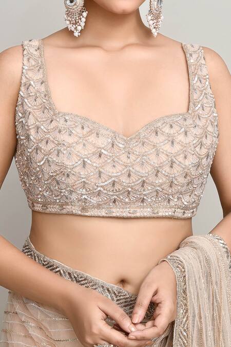 Buy_Kalighata_Pink Net Cut Work, Sequins Sweetheart Cutdana And Embroidered Cape & Saree Set _Online_at_Aza_Fashions