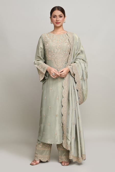 Kalighata Floral Vine Embroidered Kurta Pant Set 