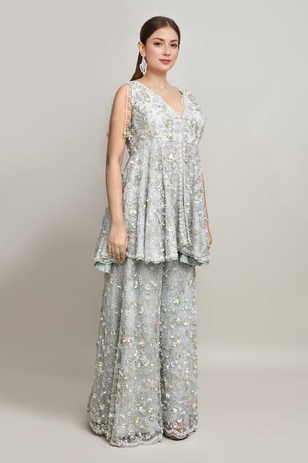 Kalighata Cutdana Embroidered Peplum Kurta Set 