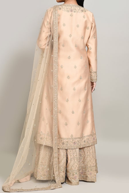 Kalighata Floral Vine Embroidered Kurta Sharara Set 