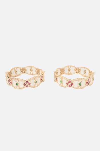 Vivinia By Vidhi Mehra Bloom Design Gold Bangles Set 