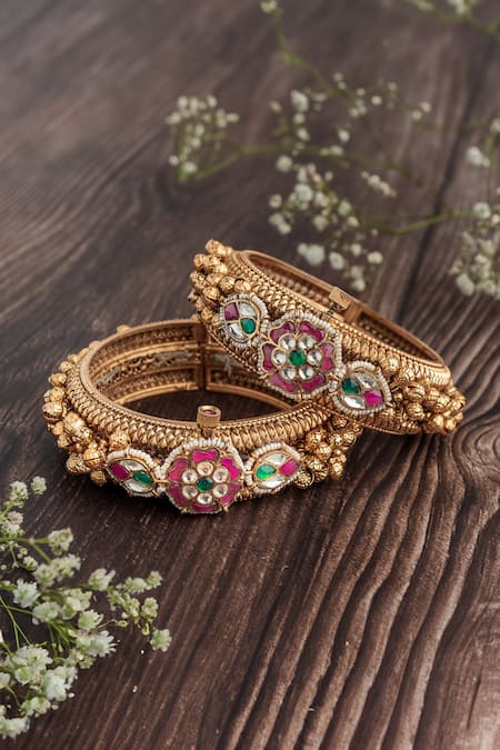 Vivinia By Vidhi Mehra Bloom Vine Embellished Bangles Set 