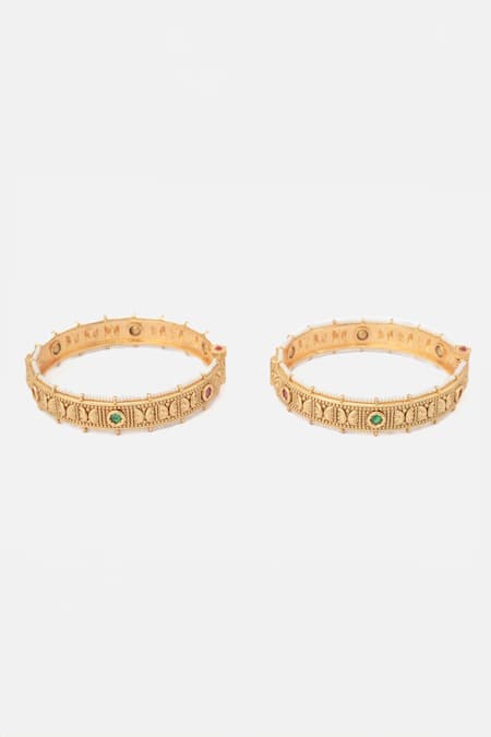 Vivinia By Vidhi Mehra Crescent Carved Bangles Set 