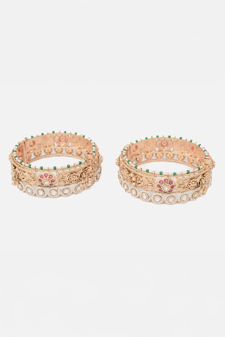 Vivinia By Vidhi Mehra Floral Bloom Gold Bangles Set 