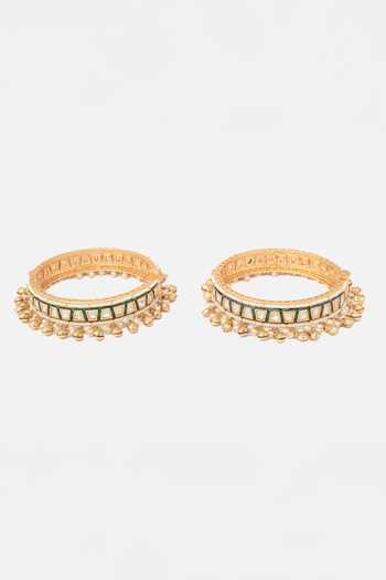 Vivinia By Vidhi Mehra Geometric Vine Kundan Bangles Set 
