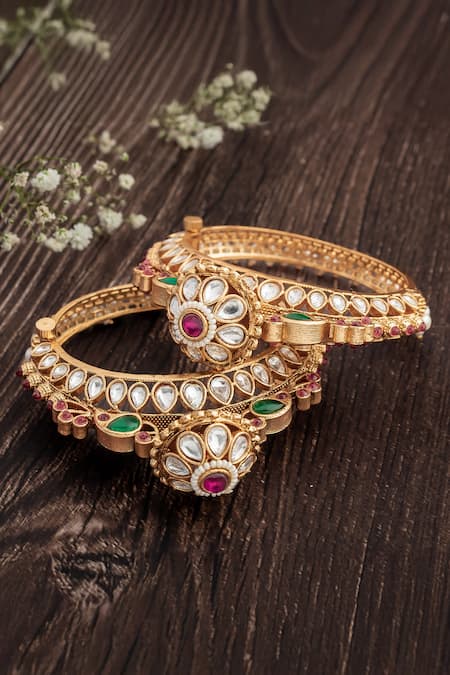 Vivinia By Vidhi Mehra Bahar Bloom Gold Plated Bangles Set 