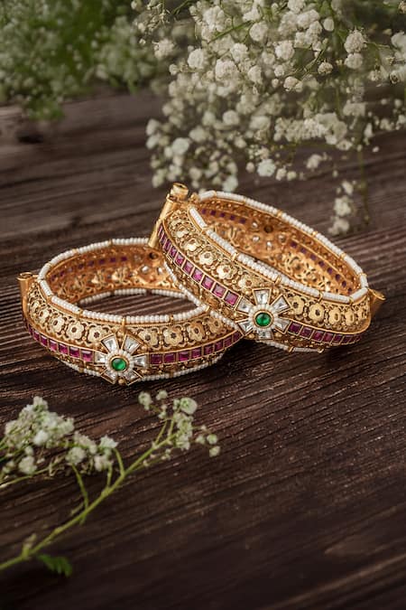 Vivinia By Vidhi Mehra Bahara Stone Embellished Bangles Set 
