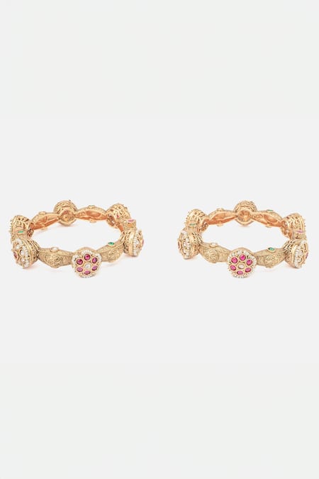 Vivinia By Vidhi Mehra Floret Stone Embellished Bangles Set 