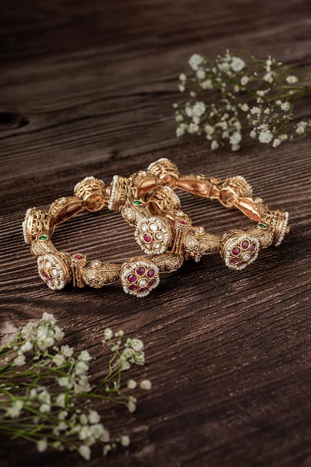 Vivinia By Vidhi Mehra Floret Stone Embellished Bangles Set 