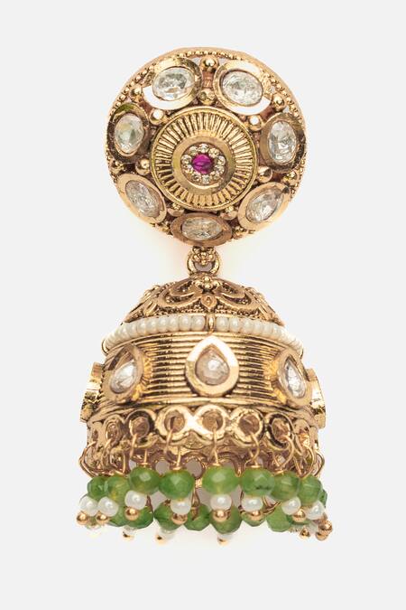 Buy Vivinia By Vidhi Mehra Gold Plated Stones, Beads Embellished Jhumka Earrings Online at Aza Fashions Buy_Vivinia By Vidhi Mehra_Gold Plated Stones, Beads Embellished Jhumka Earrings _Online_at_Aza_Fashions