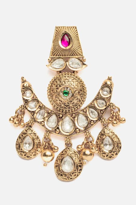 Buy Vivinia By Vidhi Mehra Gold Plated Stones Teardrop Carved Chandbali Earrings Online at Aza Fashions Buy_Vivinia By Vidhi Mehra_Gold Plated Stones Teardrop Carved Chandbali Earrings _Online_at_Aza_Fashions