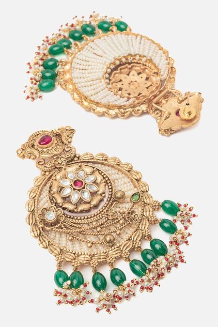 Buy Vivinia By Vidhi Mehra Gold Plated Floral Carved Chandbalis Online at Aza Fashions Buy_Vivinia By Vidhi Mehra_Gold Plated Floral Carved Chandbalis _Online_at_Aza_Fashions